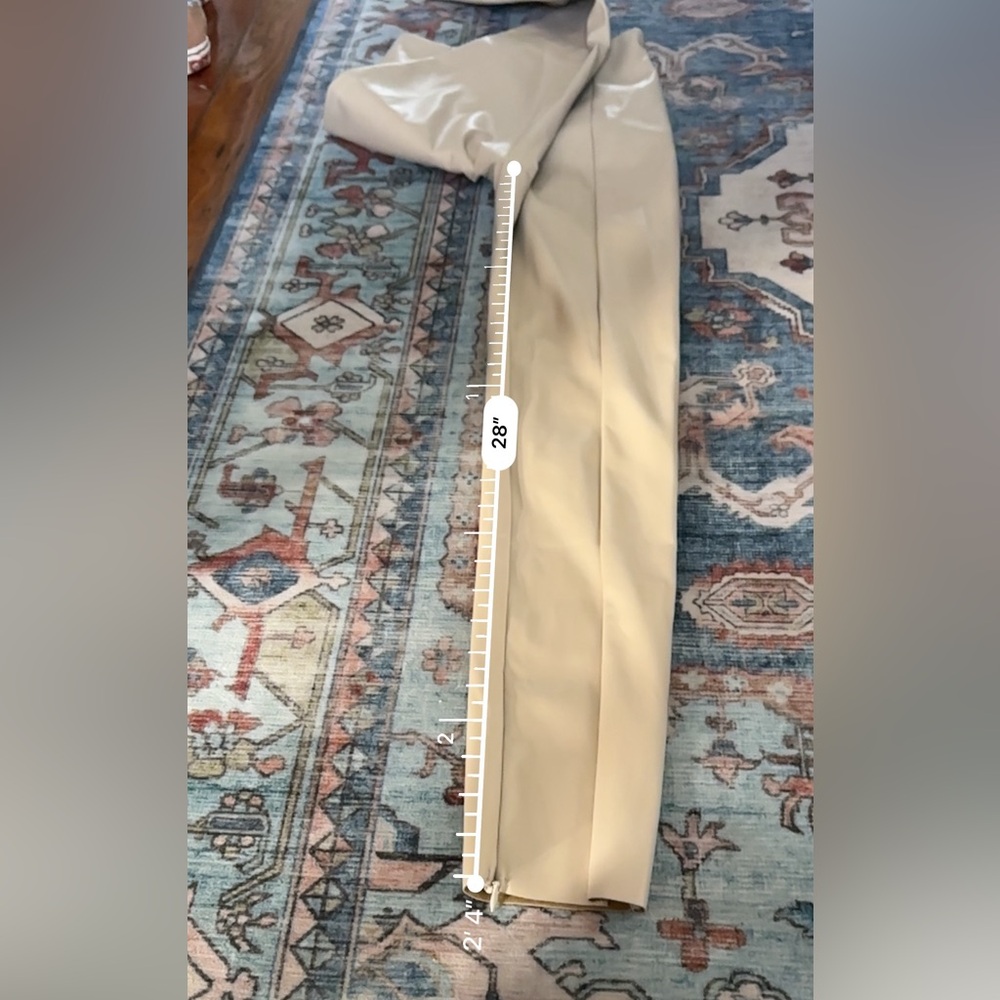 ✨ Missguided Faux Leather Leggings Split Hem Stone Sz 2 khaki, skinny, neutral - Picture 9 of 10